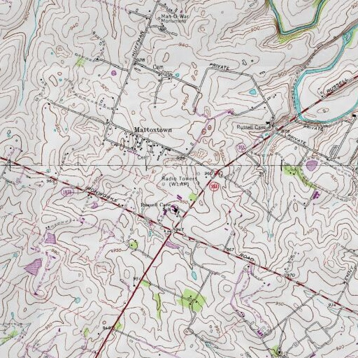 USGS 24K topo map of WLAP-AM (Lexington), KY