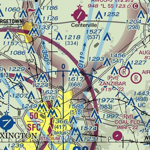 FAA VFR chart of WLAP-AM (Lexington), KY