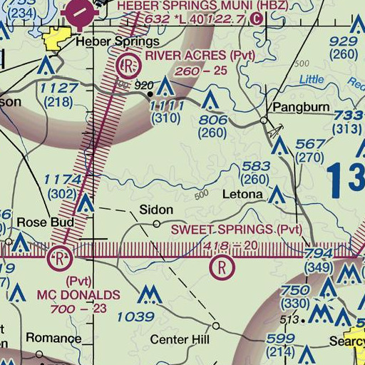 FAA VFR chart of Mill Branch, AR