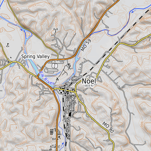 OpenTopoMap map of Mill Creek, MO