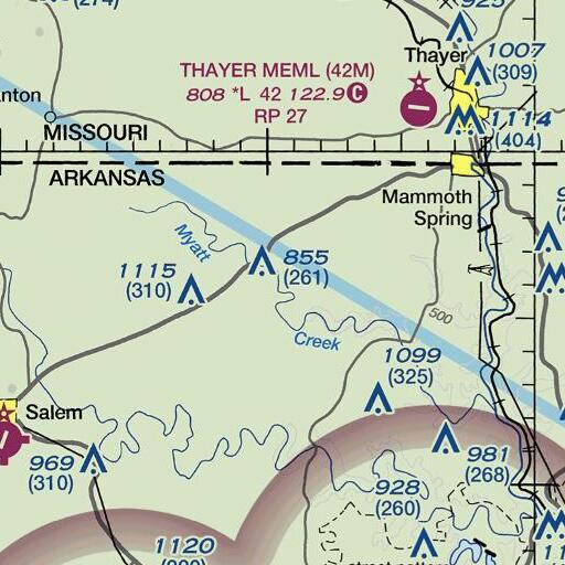 FAA VFR chart of Mill Hollow, AR