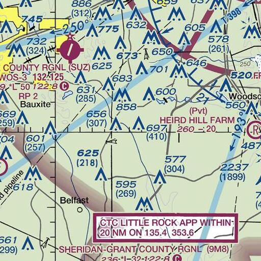 FAA VFR chart of Moren Branch, AR