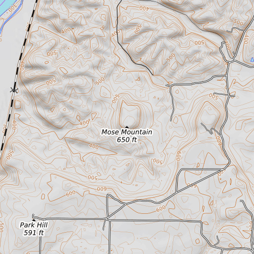 OpenTopoMap map of Mose Mountain, AR