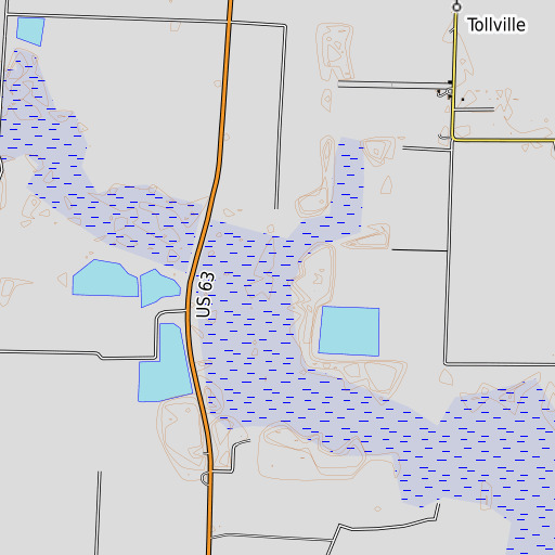 OpenTopoMap map of Oak Creek, AR