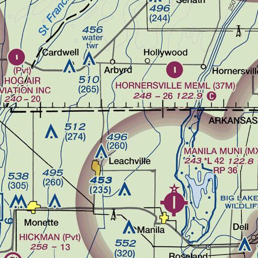 FAA VFR chart of Pawheen School, AR