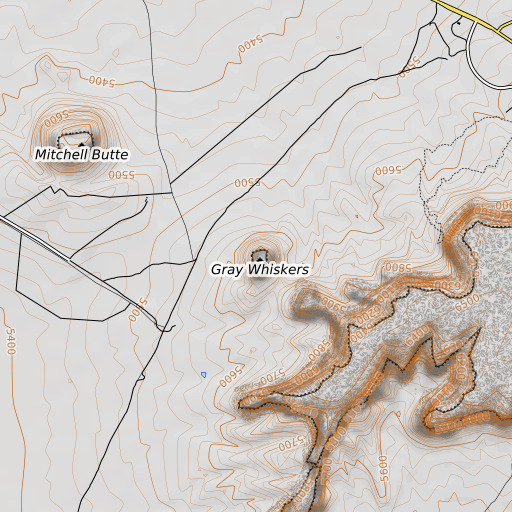 OpenTopoMap map of Gray Whiskers, AZ