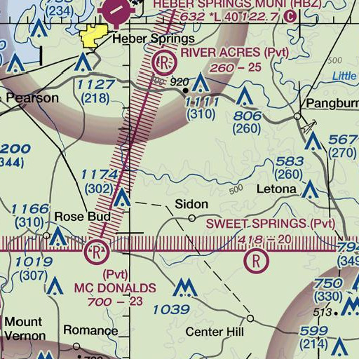 FAA VFR chart of Philips Mill Branch, AR