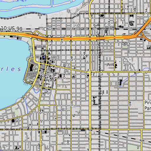OpenTopoMap map of Central School, LA