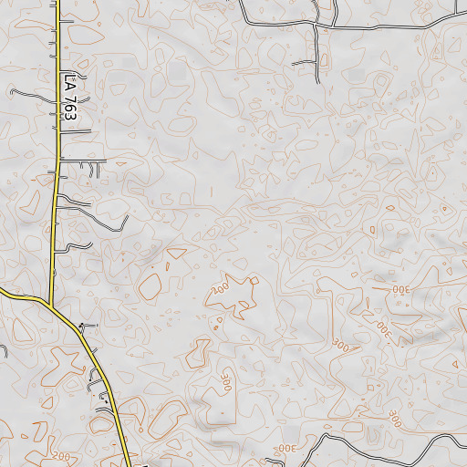 OpenTopoMap map of Clark Branch, LA