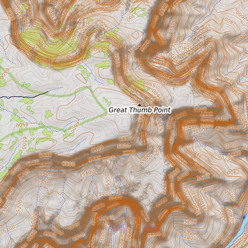 OpenTopoMap map of Great Thumb Mesa, AZ