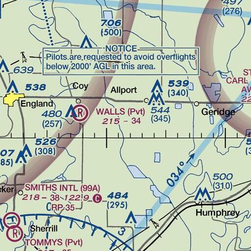 FAA VFR chart of Piney Brake, AR