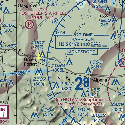FAA VFR chart of Reves Spring, AR