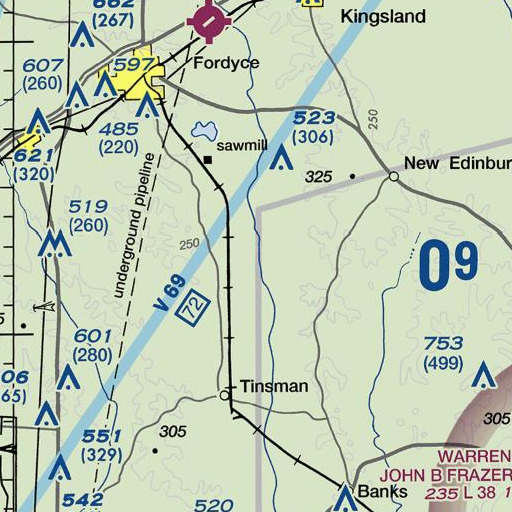 FAA VFR chart of Rough Branch, AR