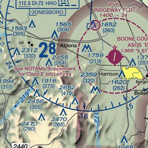 FAA VFR chart of Round Mountain, AR