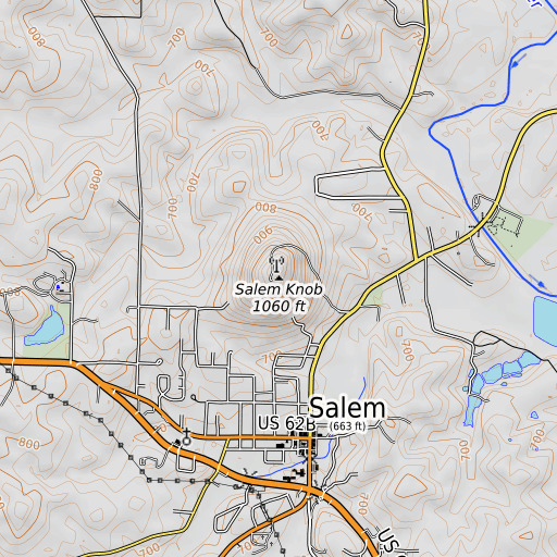OpenTopoMap map of Salem Knob, AR