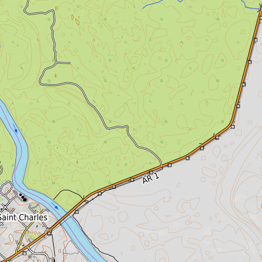 OpenTopoMap map of Sandy Bayou, AR