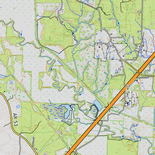 OpenTopoMap map of Sandy Branch, AR