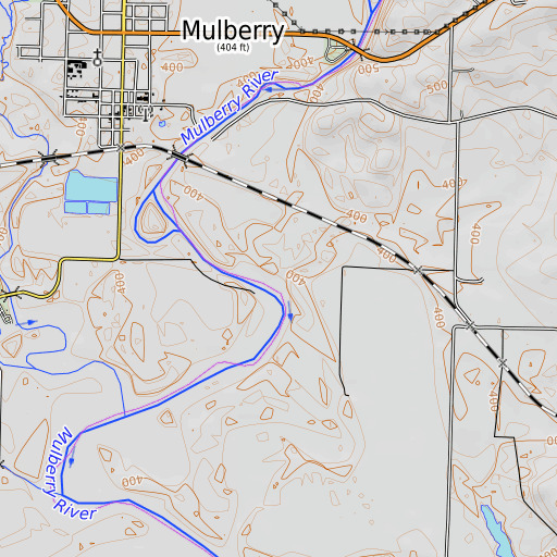 OpenTopoMap map of Sandy Branch, AR