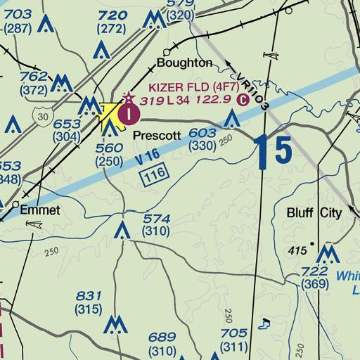 FAA VFR chart of Sandy Creek, AR