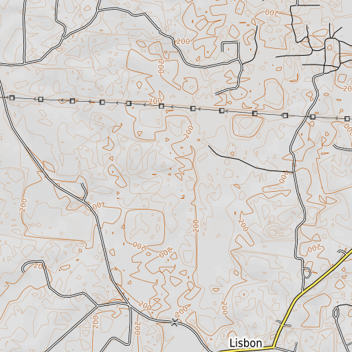 OpenTopoMap map of Sandy Creek, AR