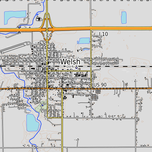 OpenTopoMap map of Welsh Elementary School, LA