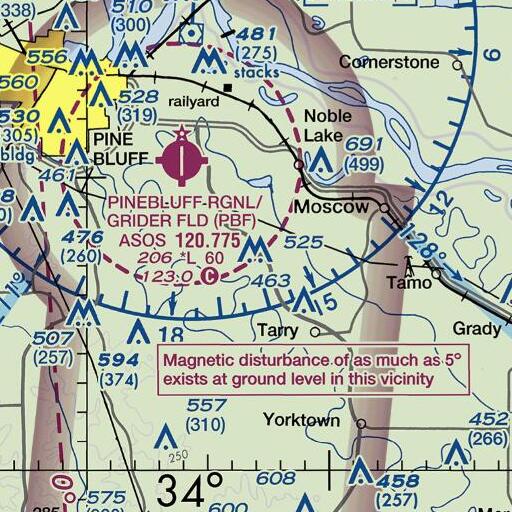 FAA VFR chart of Shell Chapel, AR