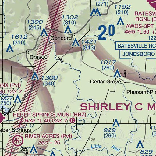 FAA VFR chart of Sumac Creek, AR