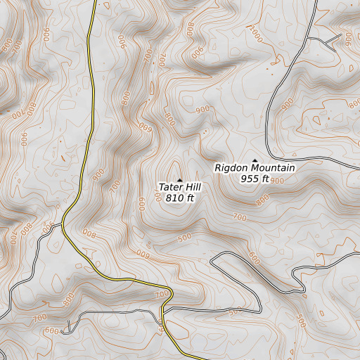 OpenTopoMap map of Tater Hill, AR