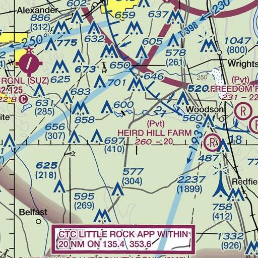 FAA VFR chart of Thompson Branch, AR
