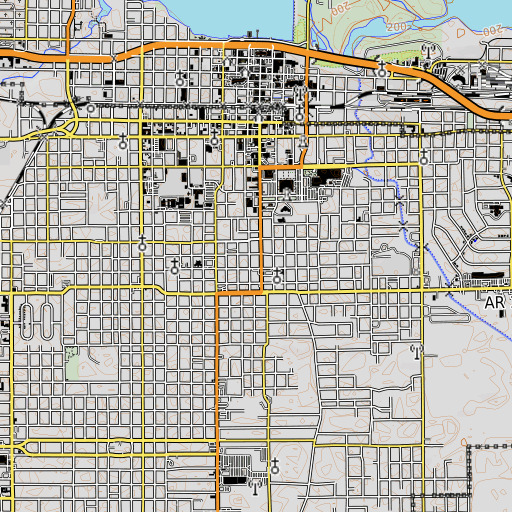 OpenTopoMap map of Trinity School, AR