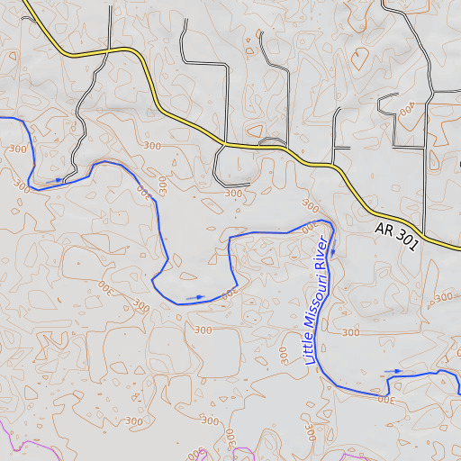 OpenTopoMap map of Vaughn Creek, AR