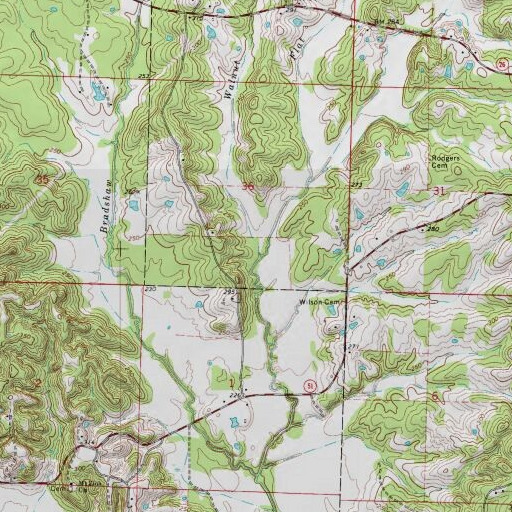 USGS 24K topo map of Walnut Branch, AR