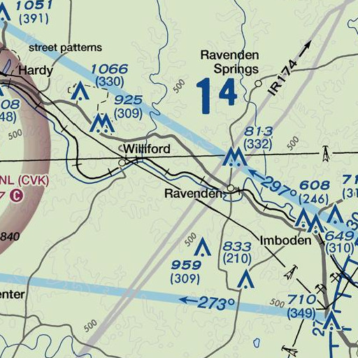 FAA VFR chart of Watts Bluff, AR