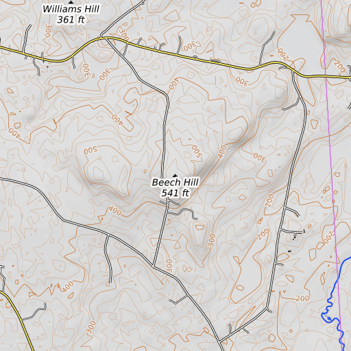 OpenTopoMap map of Beech Hill, ME