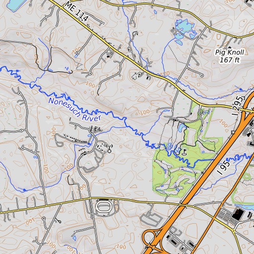 OpenTopoMap map of Beech Ridge Brook, ME