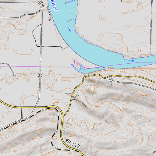 OpenTopoMap map of White Branch, AR