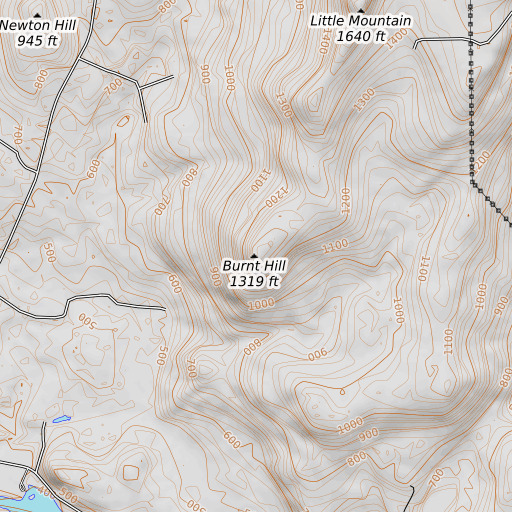 OpenTopoMap map of Burnt Hill, ME