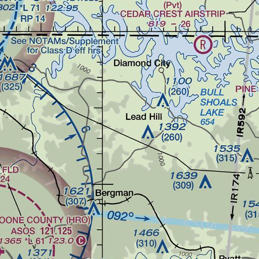 FAA VFR chart of Willis Branch, AR