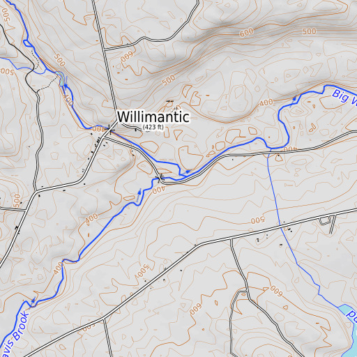 OpenTopoMap map of Davis Brook, ME