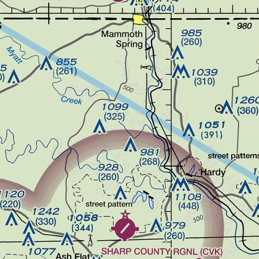 FAA VFR chart of Wolf Creek, AR