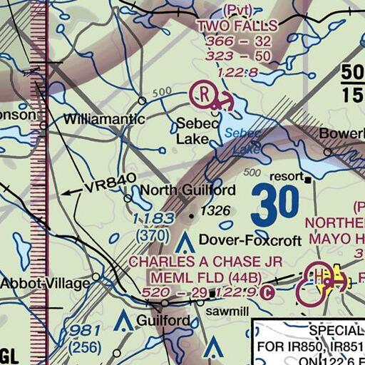 FAA VFR chart of Deer Hill, ME