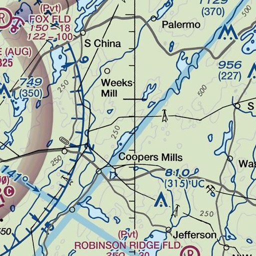 FAA VFR chart of Dodge Pond, ME