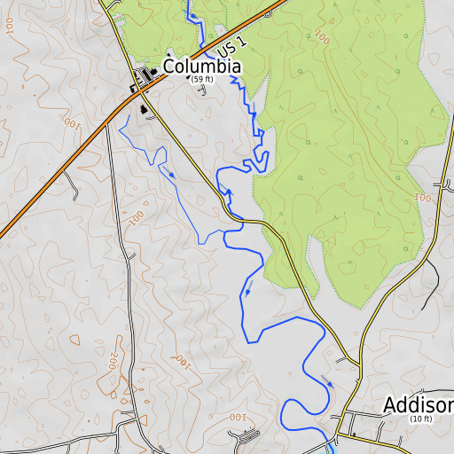 OpenTopoMap map of Bells Brook, ME