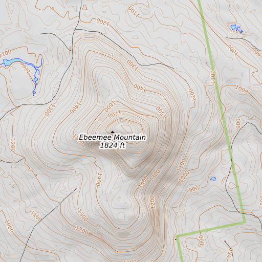 OpenTopoMap map of Ebeemee Mountain, ME
