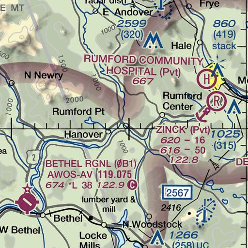 FAA VFR chart of Ellis River, ME