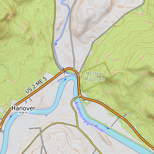 OpenTopoMap map of Ellis River, ME