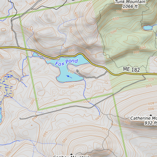OpenTopoMap map of Fox Pond, ME