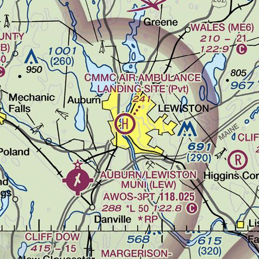 FAA VFR chart of Frye School, ME
