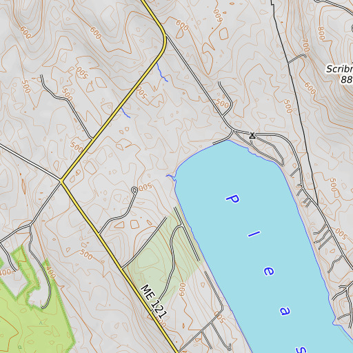 OpenTopoMap map of Greely Brook, ME