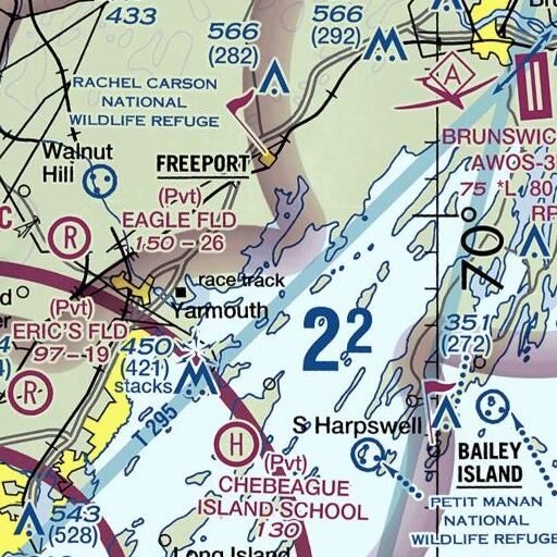 FAA VFR chart of Harraseeket River, ME